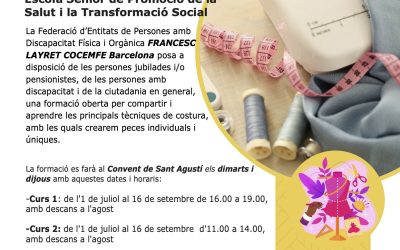 TORNEN ELS CURSOS DE COSTURA AL CONVENT DE SANT AGUSTÍ. UN DELS ARTS AMB MÉS ANYS D’HISTÒRIA I DELS MÉS TERAPÈUTICS QUE EXISTEIXEN