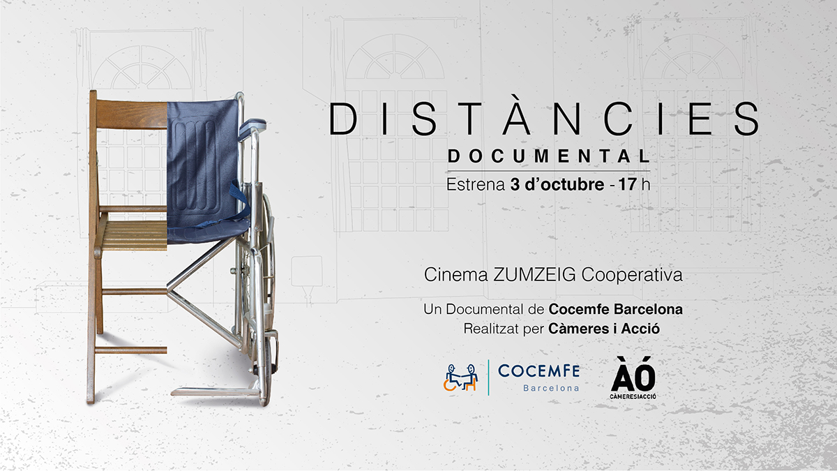 Imatge del cartell del documental 'Distàncies' promogut per COCEMFE Barcelona.