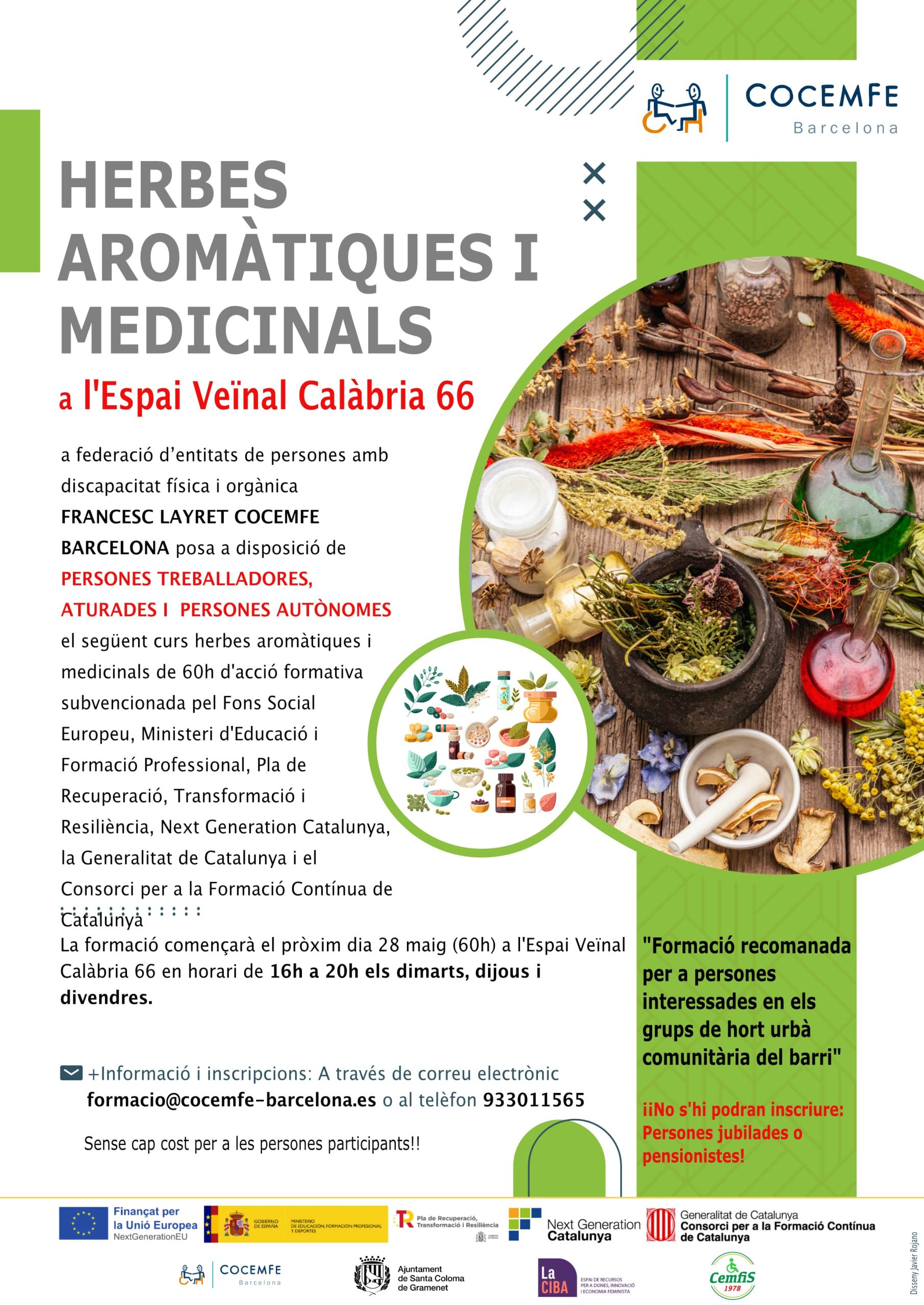 FORMACIÓ GRATUÏTA CONFORCAT A MIDA: HORT URBÀ. PLANTES AROMÀTIQUES I MEDICINALS